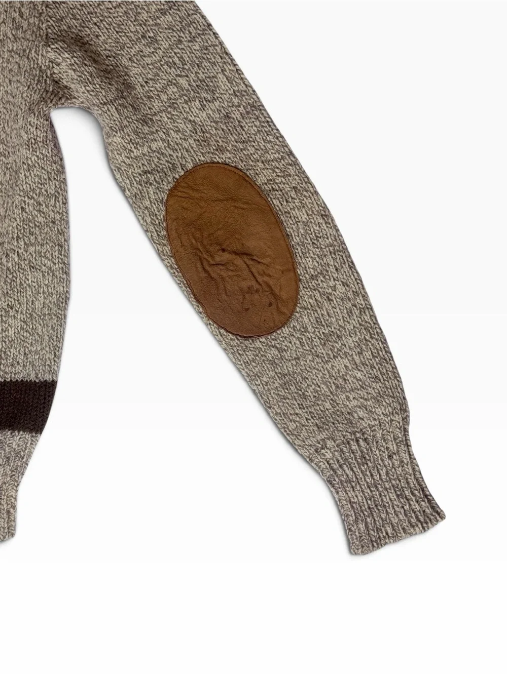 Vintage Prep Jockey International Marled Knit Henley Sweater Suede Elbow Patch